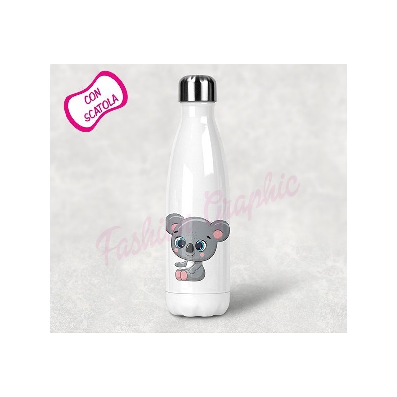 BOTTIGLIA TERMICA THERMOS ACCIAIO INOX KOALA ANCHE PERSONALIZZATA NOME BPA FREE