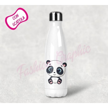 BOTTIGLIA TERMICA THERMOS ACCIAIO INOX PANDA ANCHE PERSONALIZZATA NOME BPA FREE