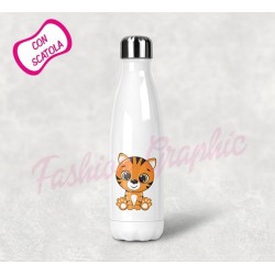BOTTIGLIA TERMICA THERMOS ACCIAIO INOX TIGRE ANCHE PERSONALIZZATA NOME BPA FREE
