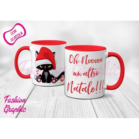 TAZZA NATALE GATTO ARRABBIATO ODIO MUG CAPPELLO LUCI NATALIZIE IDEA REGALO