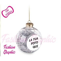 PALLA PALLINA NATALE PERSONALIZZATA CON FOTO TRASPARENTE CON FILAMENTI ADDOBBI NATALIZI IDEA REGALO