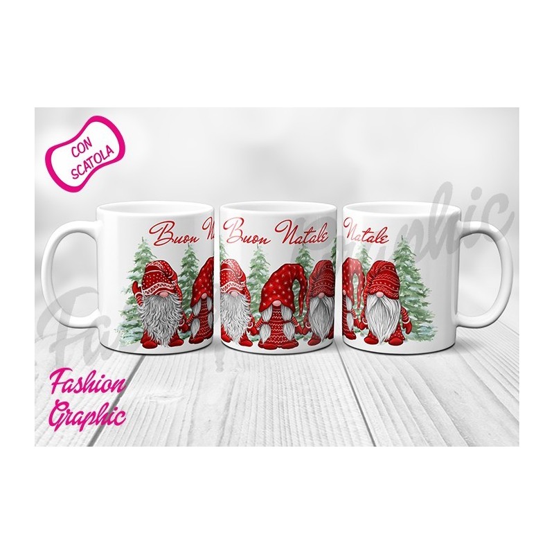 TAZZA BUON NATALE GNOMI BABBO NATALE MERRY CHRISTMAS IDEA REGALO