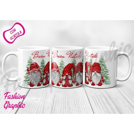 TAZZA BUON NATALE GNOMI BABBO NATALE MERRY CHRISTMAS IDEA REGALO