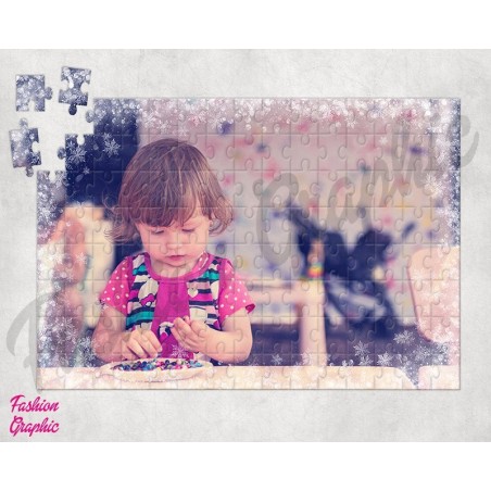 PUZZLE PERSONALIZZATO CON FOTO O IMMAGINE NATALE EFFETTO NEVE A4 120 180 PEZZI
