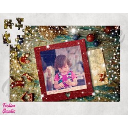 PUZZLE PERSONALIZZATO CON FOTO O IMMAGINE CORNICE NATALE NEVE A4 120 180 PEZZI