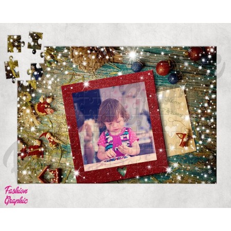PUZZLE PERSONALIZZATO CON FOTO O IMMAGINE CORNICE NATALE NEVE A4 120 180 PEZZI