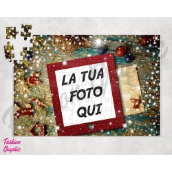 PUZZLE PERSONALIZZATO CON FOTO O IMMAGINE CORNICE NATALE NEVE A4 120 180 PEZZI