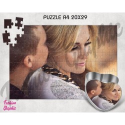 PUZZLE PERSONALIZZATO CON FOTO O IMMAGINE SCATOLA LATTA CUORE METALLLO A4 120 180 PEZZI