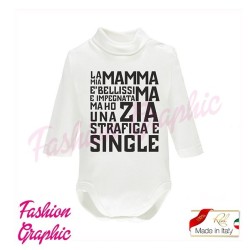 Body lupetto mamma zia strafiga manica lunga neonato neonata in caldo cotone made in italy