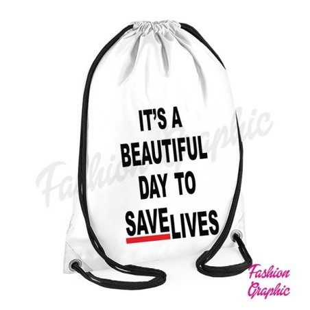 Zaino borsa sacca It'a a beautifull day to save lives grey's anatomy inspired scuola palestra sport fitness