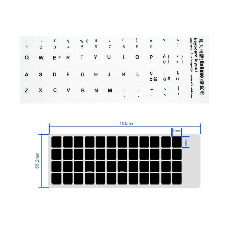 adesivi stickers lettere per tastiera italiana bianco da notebook pc mac  portatile