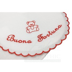 Camicia camicina della fortuna con bavaglino in cotone per neonato made in italy colore bianco rosso