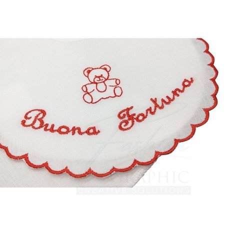 Camicia camicina della fortuna con bavaglino in cotone per neonato made in italy colore bianco rosso