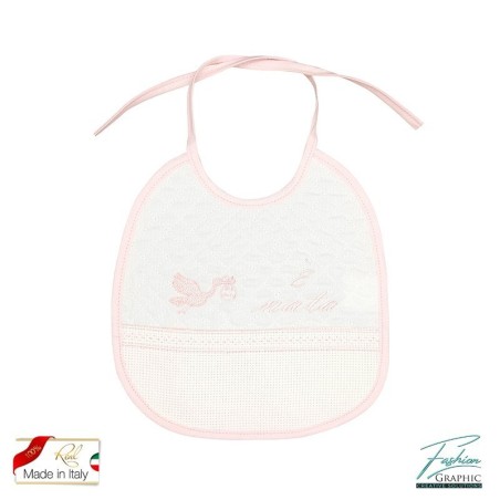 Bavaglino per neonato modello cicogna con tela aida