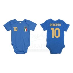 Body tifoso Italia nazionale italiana con nome neonato neonata in cotone organico