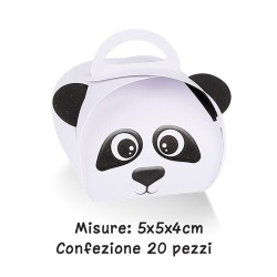 Kit scatoline portaconfetti panda in cartoncino per bomboniera battesimo
