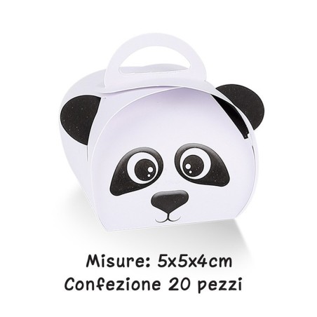 Kit scatoline portaconfetti panda in cartoncino per bomboniera battesimo